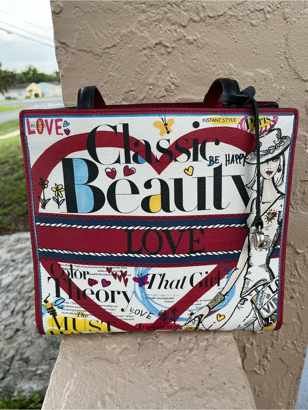Brighton Classic Beauty Love Print Tote - Red, White, Black, Yellow